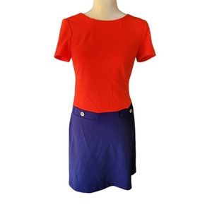 Tommy Hilfiger Womens Dress Colorblock Sheath Workwear Summer Gold Detail Size 2